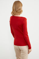 Kare Yaka Basic Triko Kazak - Kırmızı (5) Sementa