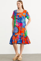 Kare Yaka Dökümlü Viskon Elbise - Yeşil (3) Sementa