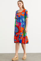 Kare Yaka Dökümlü Viskon Elbise - Yeşil (4) Sementa