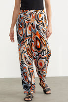 Karışık Desenli Bol Paça Pantolon - Siyah (3) Sementa