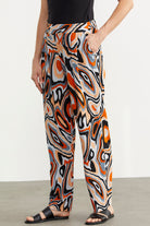 Karışık Desenli Bol Paça Pantolon - Siyah (4) Sementa