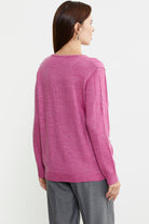 Karışık Motif Detaylı Yünlü Triko Kazak - Gül - Sementa