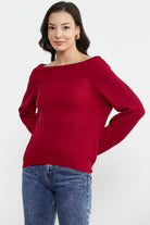 Kayık Yaka Triko Kazak - Kırmızı (3) Sementa