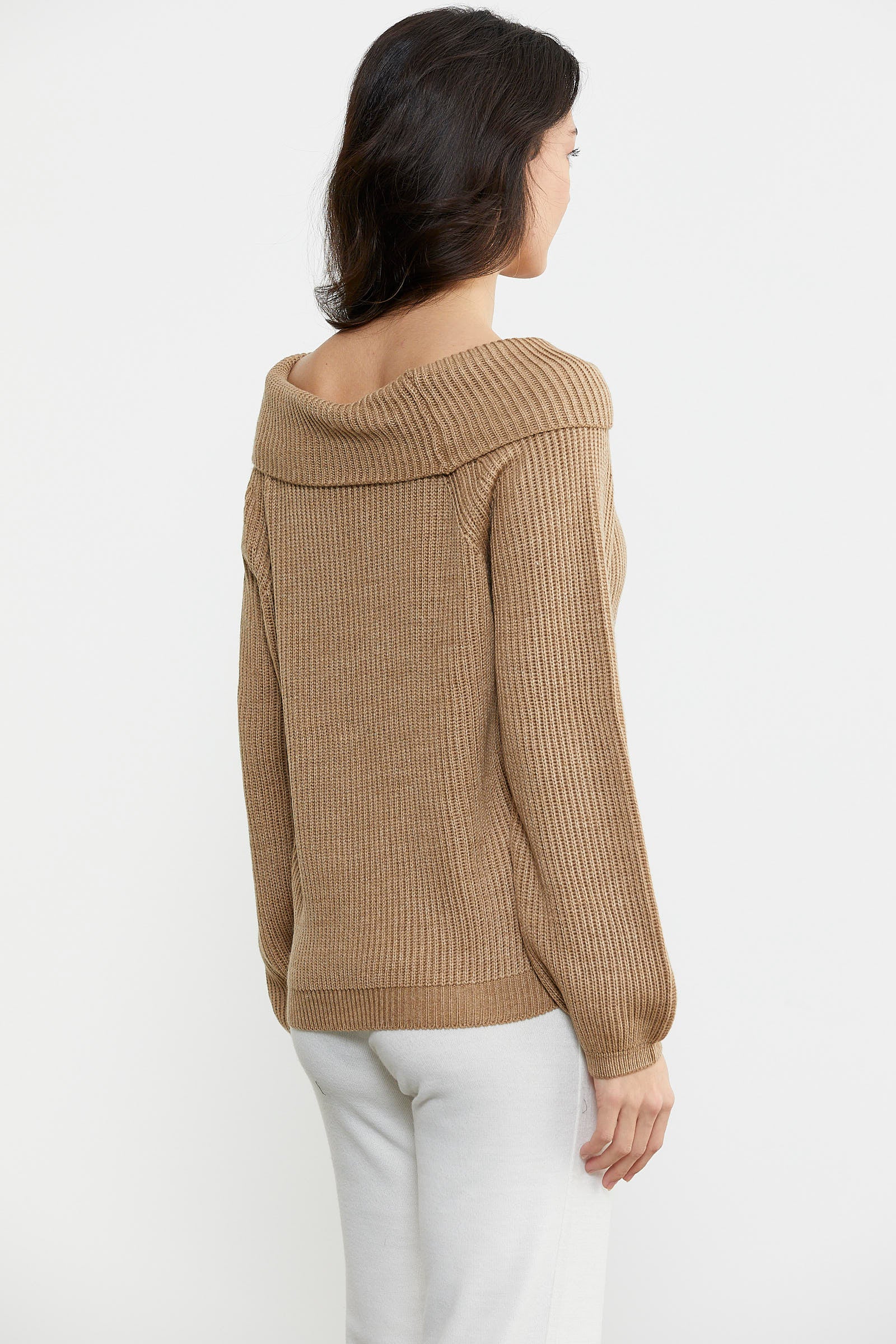 Kayık Yaka Triko Kazak - Kum (5) Sementa