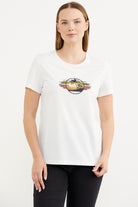 Kısa Kol Baskılı Basic Tişört - Ekru (1) Sementa