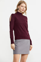 Kol Detaylı Triko Kazak - Bordo (1) Sementa