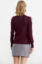 Kol Detaylı Triko Kazak - Bordo (4) Sementa