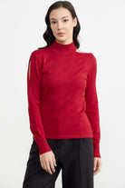 Kol Detaylı Triko Kazak - Kırmızı (1) Sementa