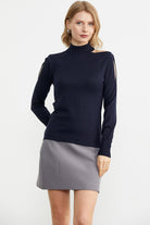 Kol Detaylı Triko Kazak - Lacivert (1) Sementa