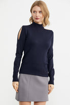 Kol Detaylı Triko Kazak - Lacivert (2) Sementa