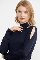 Kol Detaylı Triko Kazak - Lacivert (4) Sementa