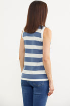 Kolsuz Polo Yaka Çizgili Tişört - Indigo (4) Sementa