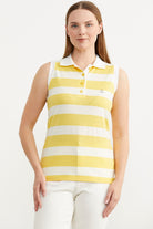 Kolsuz Polo Yaka Çizgili Tişört - Sarı (1) Sementa