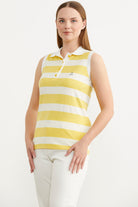 Kolsuz Polo Yaka Çizgili Tişört - Sarı (3) Sementa