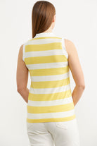 Kolsuz Polo Yaka Çizgili Tişört - Sarı (5) Sementa