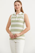 Kolsuz Polo Yaka Çizgili Tişört - Yeşil (3) Sementa