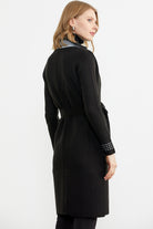 Kuşaklı Uzun Triko Hırka - Siyah - Gri (5) Sementa