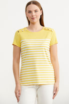 Marine Düğme Detaylı Tişört - Sarı (1) Sementa