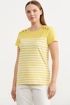 Marine Düğme Detaylı Tişört - Sarı (2) Sementa