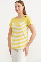 Marine Düğme Detaylı Tişört - Sarı (3) Sementa