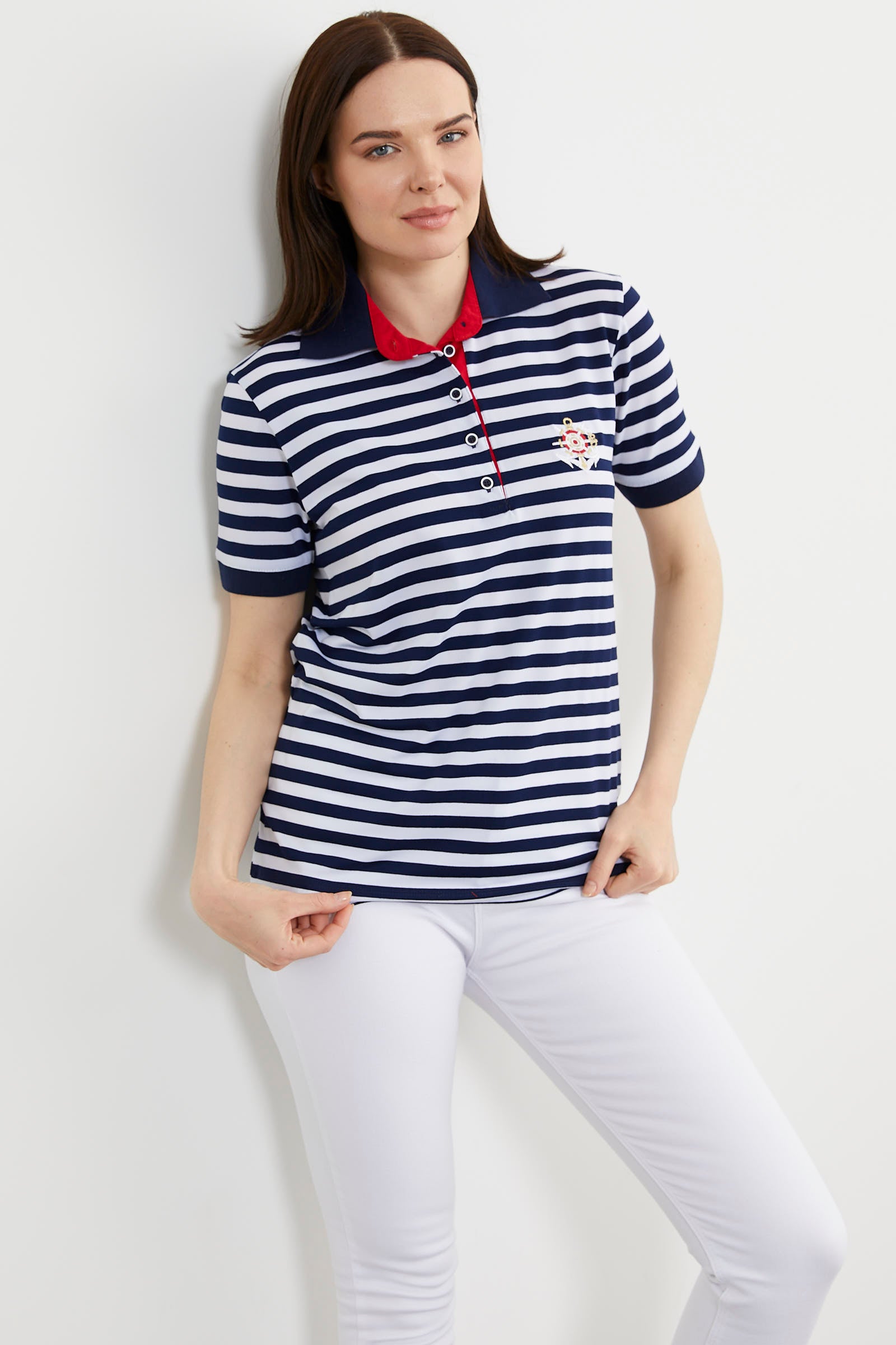 Marine Polo Neck T Shirt Navy Blue Sementa