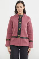 Metal Aksesuarlı Triko Ceket - Gül - Siyah (1) Sementa