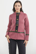 Metal Aksesuarlı Triko Ceket - Gül - Siyah (3) Sementa