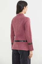 Metal Aksesuarlı Triko Ceket - Gül - Siyah (5) Sementa