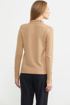 Metal Düğme Detaylı Triko Kazak - Kamel - Sementa