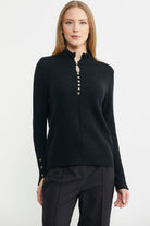 Metal Düğme Detaylı Triko Kazak - Siyah - Sementa