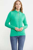 Metal Düğme Detaylı Triko Kazak - Yeşil - Sementa