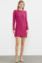 Motif Detaylı Mini Triko Elbise - Mercan (1) Sementa