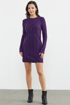 Motif Detaylı Mini Triko Elbise - Mor (1) Sementa