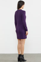 Motif Detaylı Mini Triko Elbise - Mor (6) Sementa