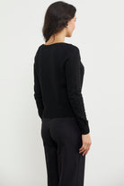 Motifli Düğmeli Kısa Triko Hırka - Siyah (6) Sementa