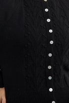 Motifli Düğmeli Kısa Triko Hırka - Siyah (5) Sementa