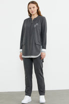 Neon Kombinli Rahat Kalıp Tunik Eşofman Takım - Antrasit (1) Sementa