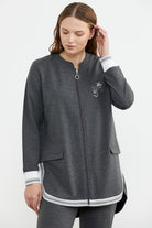 Neon Kombinli Rahat Kalıp Tunik Eşofman Takım - Antrasit (2) Sementa