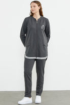 Neon Kombinli Rahat Kalıp Tunik Eşofman Takım - Antrasit (5) Sementa