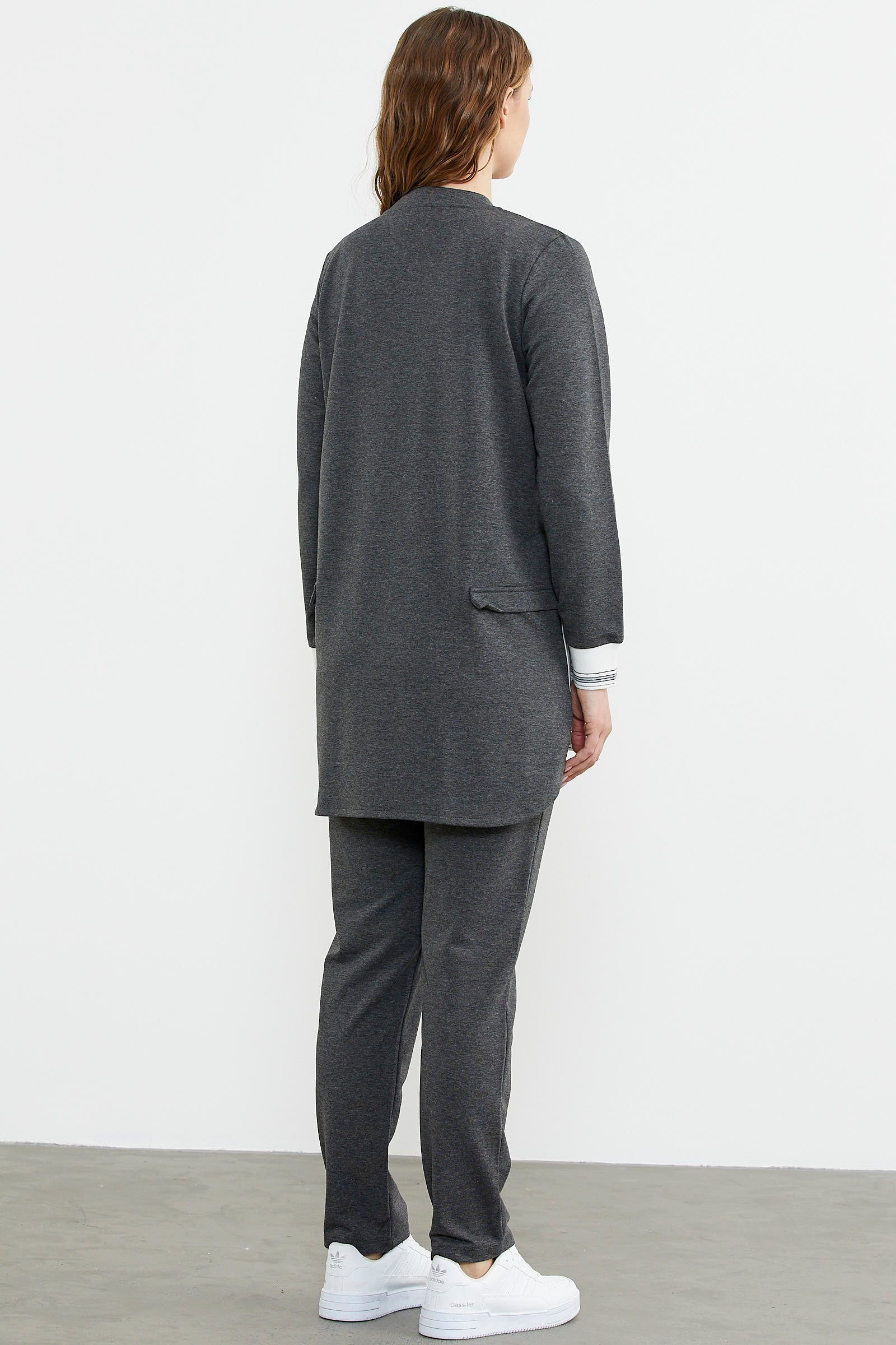 Neon Kombinli Rahat Kalıp Tunik Eşofman Takım - Antrasit (7) Sementa