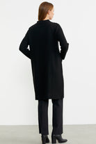 Nervür Detaylı Cepli Uzun Yünlü Triko Hırka - Siyah - Sementa