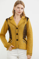 Nubuk Detaylı Triko Ceket - Güneş - Kahverengi (2) Sementa
