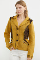 Nubuk Detaylı Triko Ceket - Güneş - Kahverengi (3) Sementa