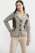 Nubuk Detaylı Triko Ceket - Vizon - Kahverengi (6) Sementa