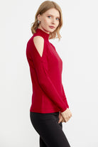 Omuz Detaylı Triko Kazak - Kırmızı (3) Sementa