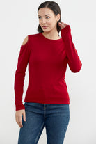 Omuzları Açık Basic Triko Kazak - Kırmızı (3) Sementa