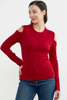 Omuzları Açık Basic Triko Kazak - Kırmızı (4) Sementa