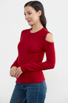 Omuzları Açık Basic Triko Kazak - Kırmızı (5) Sementa