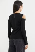 Omuzları Açık Basic Triko Kazak - Siyah (7) Sementa