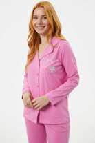 Önden Düğmeli Gömlek Pijama Takım - Pembe (4) Sementa